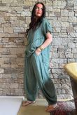 Lalli Damask Asymmetric Panel Top Khaki